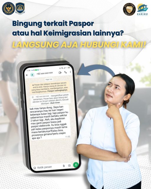 Hai Sobat Karibo! Jika ada saran dan pengaduan seputar keimigrasian, kalian bisa saja melalui Nomor 082290818010 atau bisa juga melalui media sosial kami ya...
#kemenimipas #ditjen_imigrasi #visa #paspor #hendarsammarantoko