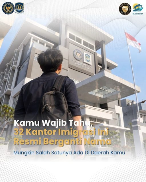 Ditjen Imigrasi melakukan penataan kelembagaan terhadap kantor imigrasi di Indonesia, meliputi perubahan nomenklatur 32 Kantor Imigrasi dan penyesuaian tipologi 14 Kantor Imigrasi.

Penataan ini telah mendapat persetujuan Menteri PANRB dan ditetapkan melalui Kepmen Imipas Nomor M.IP-30.OT.01.03 Tahun 2026 yang berlaku mulai 5 Oktober 2026. 

Perubahan nama dilakukan untuk menyesuaikan karakteristik dan cakupan wilayah layanan, antara lain Kantor Imigrasi Surabaya menjadi Kantor Imigrasi Juanda, Kantor Imigrasi Medan menjadi Kantor Imigrasi Kualanamu, dan Kantor Imigrasi Tobelo menjadi Kantor Imigrasi Halmahera Utara.
repost: @ditjen_imigrasi 

#imigrasiuntukrakyat